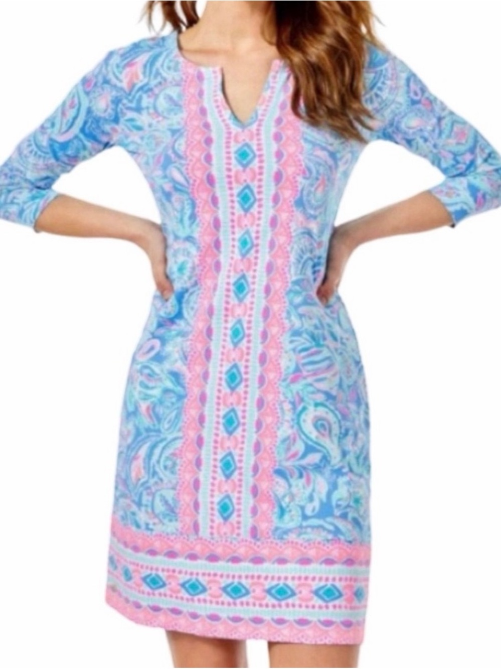 Lilly Pulitzer Blue, Pink & Aqua Paisley Shift Dress